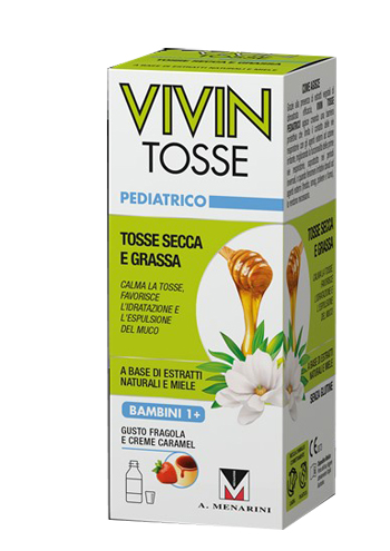 VIVIN TOSSE PEDIATRICO SCIROPPO PER TOSSE SECCA E GRASSA GUSTO FRAGOLA E CREME CARAMEL 150 ML - Pharmaleader