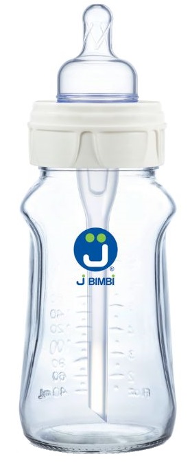 J BIMBI BFREE SUPER GLASS 260 ML BIBERON IN VETRO CON CANULA ANTICOLICHE E TETTARELLA IN SILICONE - Pharmaleader