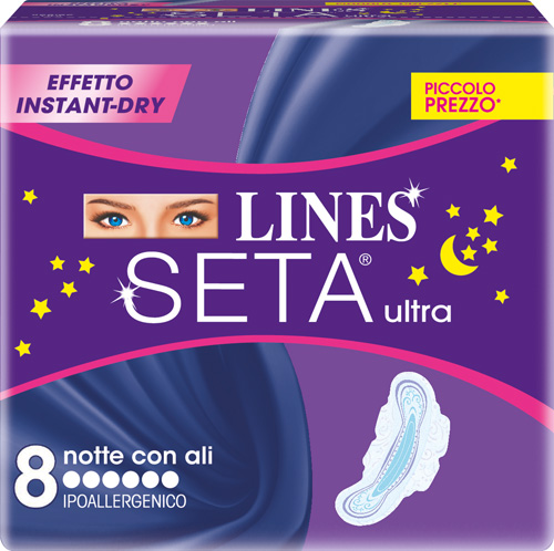 LINES SETA ULTRA ASSORBENTI DA NOTTE 8 PEZZI - Pharmaleader