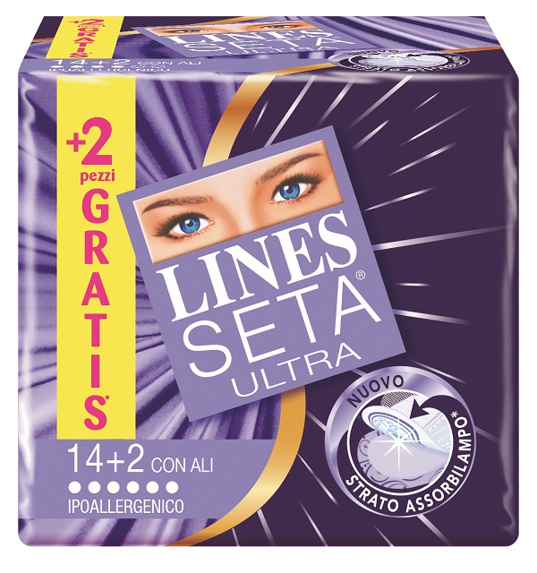 ASSORBENTE LINES SETA ULTRA CON ALI 16 PEZZI - Pharmaleader