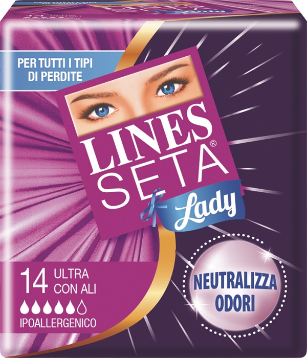 ASSORBENTE LINES SETA ULTRA LADY CON ALI 14 PEZZI - Pharmaleader