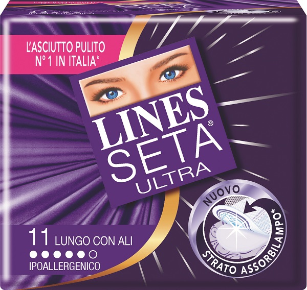 ASSORBENTE LINES SETA ULTRA LUNGO CON ALI 11 PEZZI - Pharmaleader