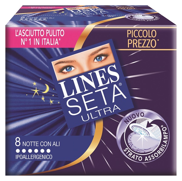 LINES SETA ULTRA ASSORBENTI CON ALI NOTTE 10 PEZZI - Pharmaleader
