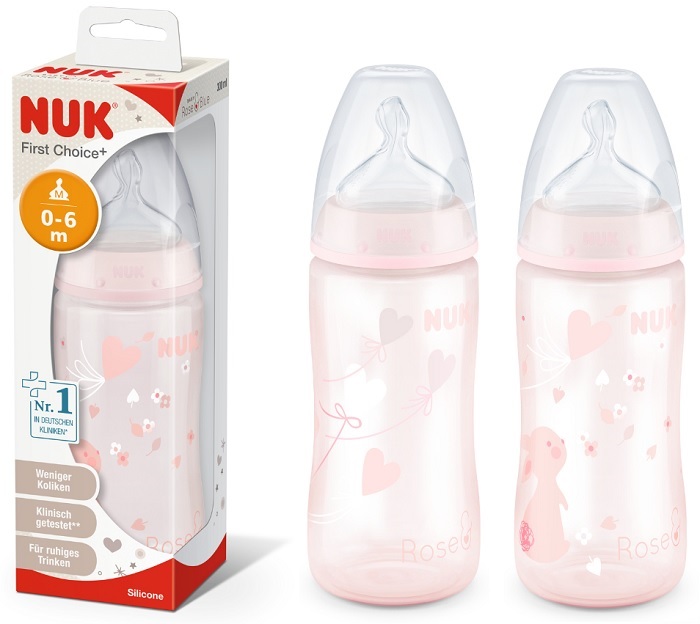 NUK BIBERON R&B PP 300 ML ROSE SILICONE 0-6 MESI 1 PEZZO - Pharmaleader