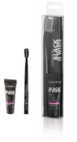 CURAPROX BLACK IS WHITE DENTIFRICI SBIANCANTI 1 DENTIFRICIO DA 10ML + 1 SPAZZOLINO - Pharmaleader