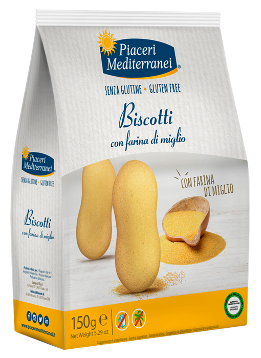 PIACERI MEDITERRANEI BISCOTTI FARINA DI MIGLIO 150 G - Pharmaleader