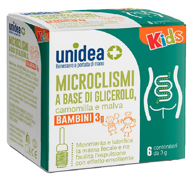 UNIDEA MICROCLISMA PER BAMBINI 3G GLICEROLO CAMOMILLA E MALVA 6 PEZZI - Pharmaleader