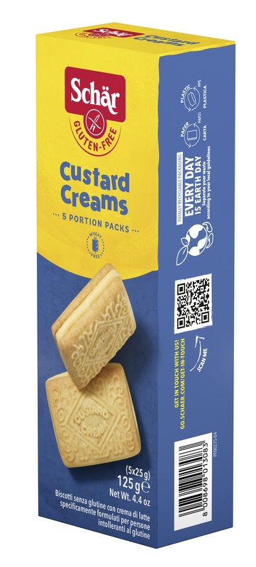 SCHAR CUSTARD CREAM BISCOTTI CON CREMA DI LATTE 5 MONOPORZIONI DA 25 G - Pharmaleader