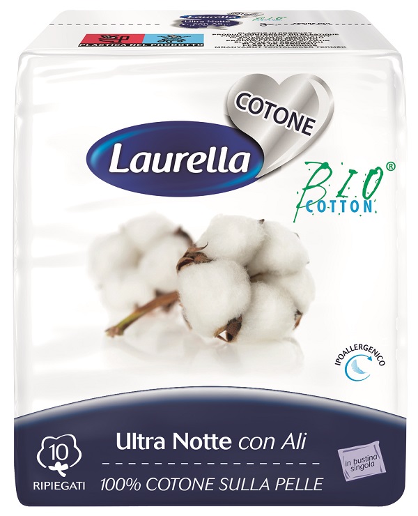 ASSORBENTE LAURELLA PER DONNA IN COTONE ULTRA ALI NOTTE 10 PEZZI - Pharmaleader