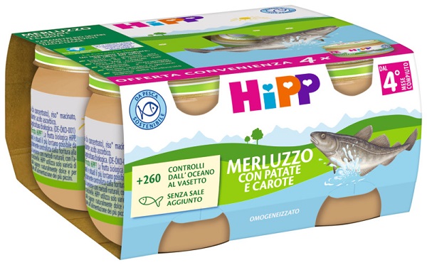 HIPP OMOGENEIZZATO MERLUZZO/PATATE/CAROTE 4X80 G - Pharmaleader