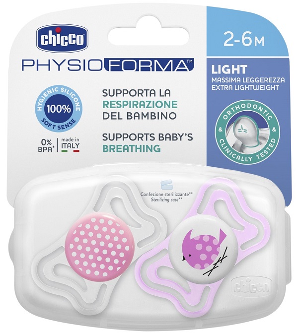 CHICCO SUCCHIETTO LIGHT GIRL SILICONE 2-6 MESI 2 PEZZI - Pharmaleader