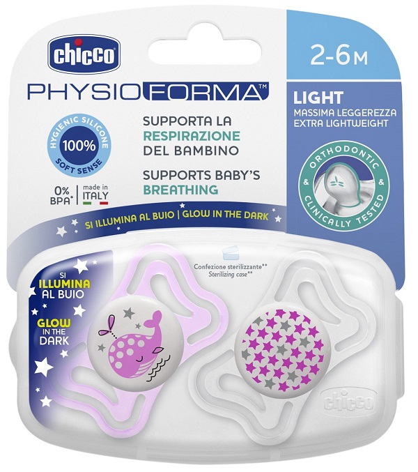 CHICCO SUCCHIETTO LIGHT LUMINOSO SILICONE 2-6 MESI 2 PEZZI - Pharmaleader