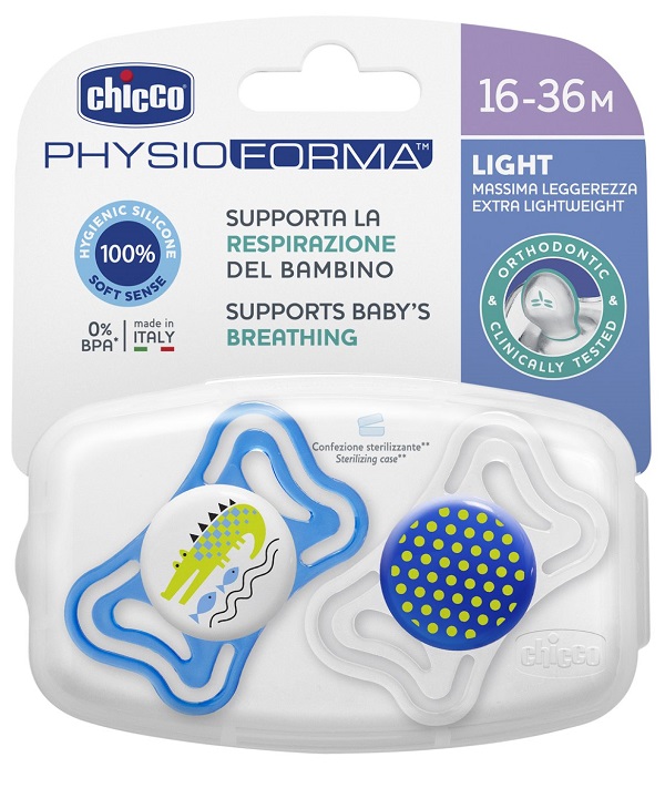 CHICCO SUCCHIETTO LIGHT BOY SILICONE 16-36 MESI 2 PEZZI - Pharmaleader