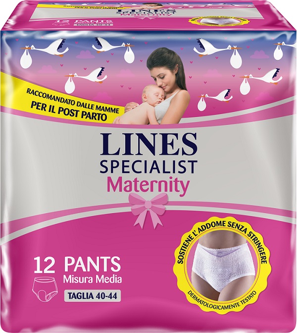 LINES SPECIALIST MATERNITY MUTANDINA ASSORBENTE PER PERDITE POST PARTO MISURA MEDIUM 12 PEZZI - Pharmaleader