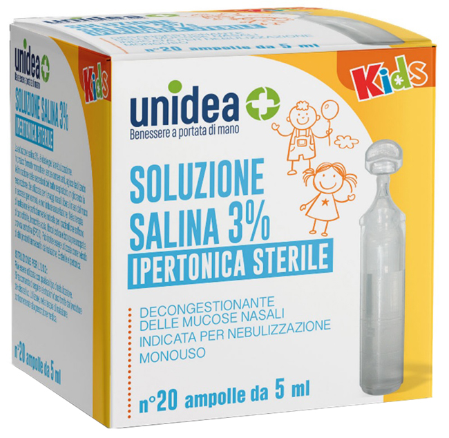 UNIDEA SOLUZIONE SALINA IPERTONICA 3% 20 AMPOLLE 5 ML - Pharmaleader