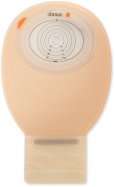 DANSAC NOVALIFE TRE 1 SACCA APERTA OPACA PIANA MIDI PER ILEOSTOMIA CON FINESTRA RITAGLIABILE 15-55X70 MM 420 ML 30 PEZZI - Pharmaleader