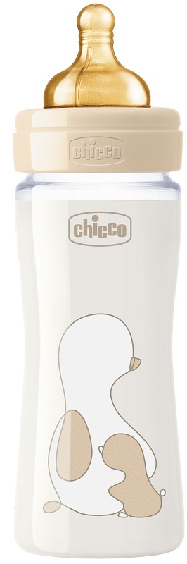 CHICCO BIBERON ORIGINAL 240ML VETRO 1 FORO 1 FORO UNISEX CON TETTARELLA IN CAUCCIU' - Pharmaleader