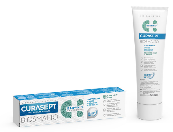 CURASEPT BIOSMALTO DENTIFRICIO BABY KID MENTA CARIE ABRASIONE & EROSIONE 50 ML - Pharmaleader