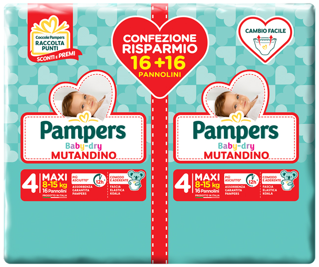 PAMPERS BABY DRY PANNOLINO A MUTANDINA DUO DOWNCOUNT MAXI 32 PEZZI - Pharmaleader