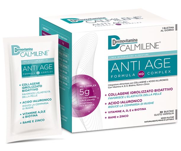 DERMOVITAMINA CALMILENE ANTIAGE IA A BASE DI COLLAGENE E ACIDO IALURONICO POLVERE 30 BUSTINE GUSTO VANIGLIA - Pharmaleader