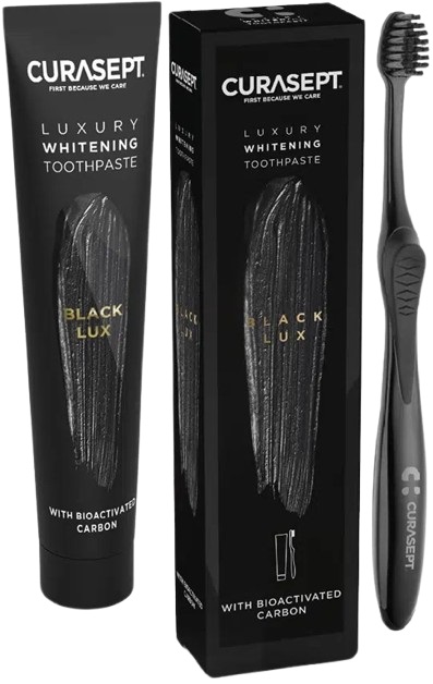 CURASEPT BLACK LUXURY WHITENING DENTIFRICIO 75 ML + SPAZZOLINO - Pharmaleader