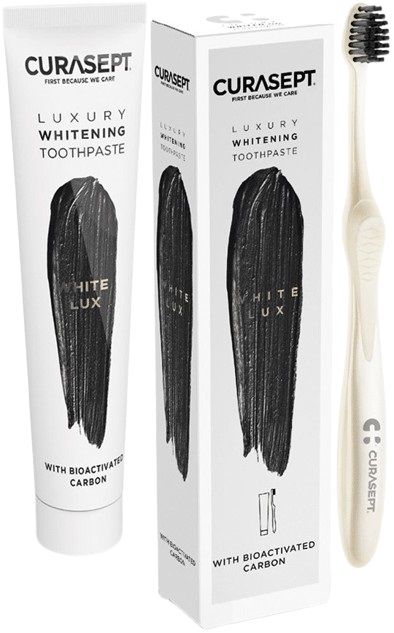 CURASEPT WHITE LUXURY WHITENING DENTIFRICIO 75 ML + SPAZZOLINO - Pharmaleader