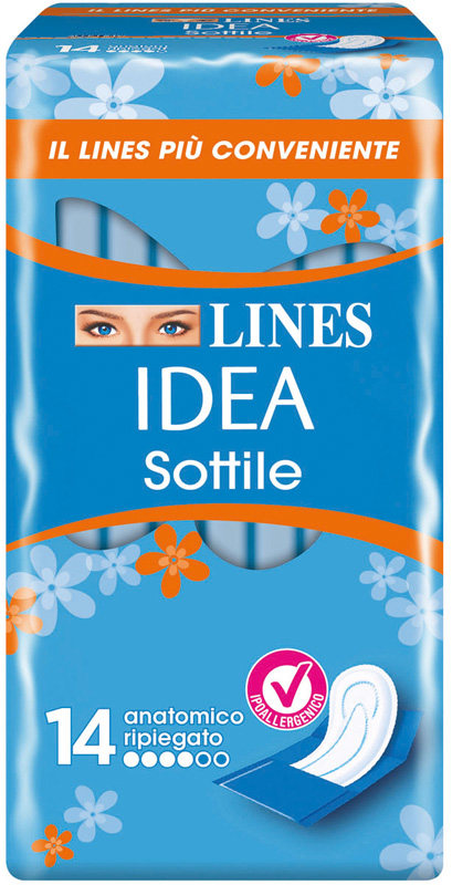 LINES IDEA ASSORBENTE SOTTILE RIPIEGATO ANATOMICO 14 PEZZI - Pharmaleader
