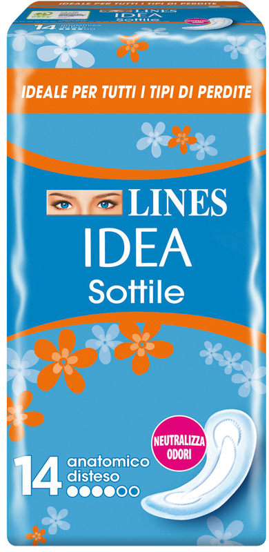 LINES IDEA ASSORBENTE SOTTILE DISTESO ANATOMICO 14 PEZZI - Pharmaleader