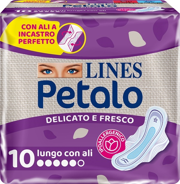 LINES PETALO BLU ASSORBENTE LUNGO CON ALI 10 PEZZI - Pharmaleader