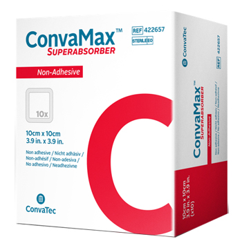 MEDICAZIONE AVANZATA CONVAMAX SUPERABSORBER NON-ADHESIVE 10 X 10 CM 10 PEZZI - Pharmaleader