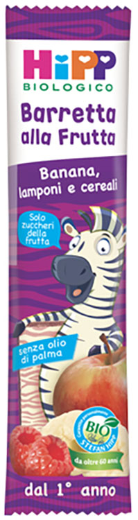 HIPP BIO BARRETTA ALLA FRUTTA BANANA/LAMPONI/CEREALI 23 G - Pharmaleader