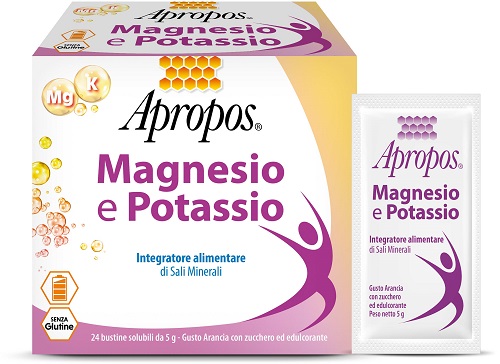 APROPOS MAGNESIO POTASSIO 24 BUSTINE DA 5 G GUSTO ARANCIA - Pharmaleader