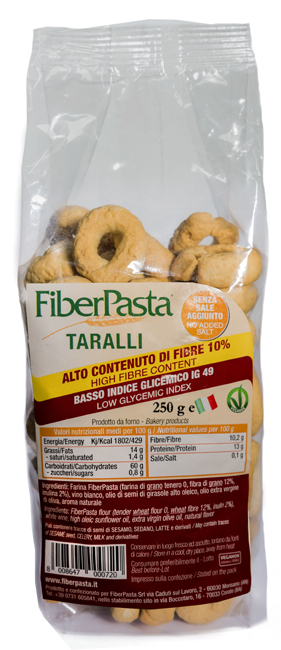 FIBERPASTA TARALLI BASSO INDICE GLICEMICO 250 G - Pharmaleader