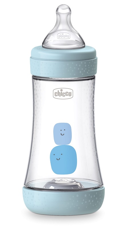 CHICCO BIBERON PERFECT 5 BOY 240 ML IN SILICONE 2 FORI - Pharmaleader