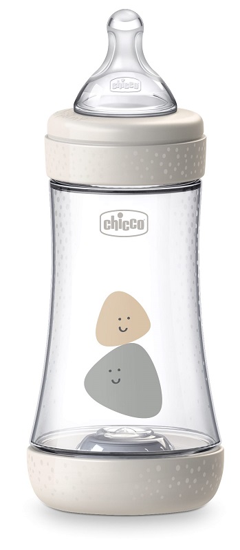 CHICCO BIBERON PERFECT 5 UNISEX 240 ML IN SILICONE 2 FORI - Pharmaleader