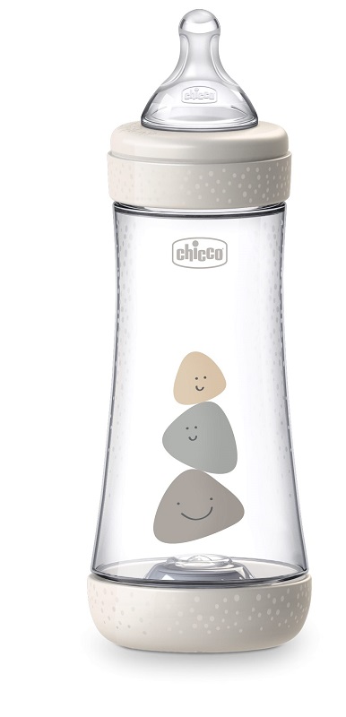 CHICCO BIBERON PERFECT 5 UNISEX 300 ML IN SILICONE 3 FORI - Pharmaleader