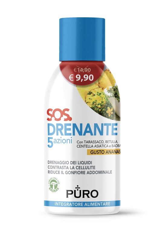 PURO DRENANTE 5 AZIONI CON BAOBAB GUSTO ANANAS 500 ML - Pharmaleader