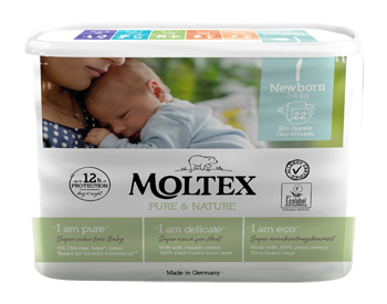 PANNOLINI MOLTEX PURE & NATURE NEW BORN 2-5 KG TAGLIA 1 22 PEZZI - Pharmaleader