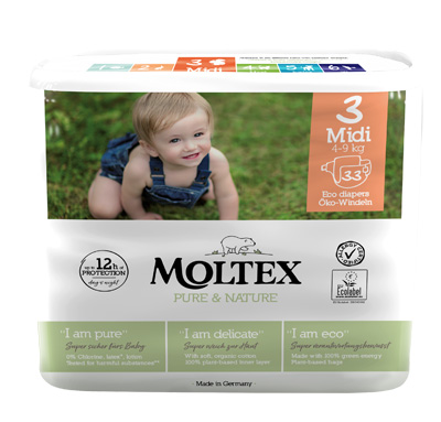 PANNOLINI MOLTEX PURE & NATURE MIDI 4-9 KG TAGLIA 3 33 PEZZI - Pharmaleader