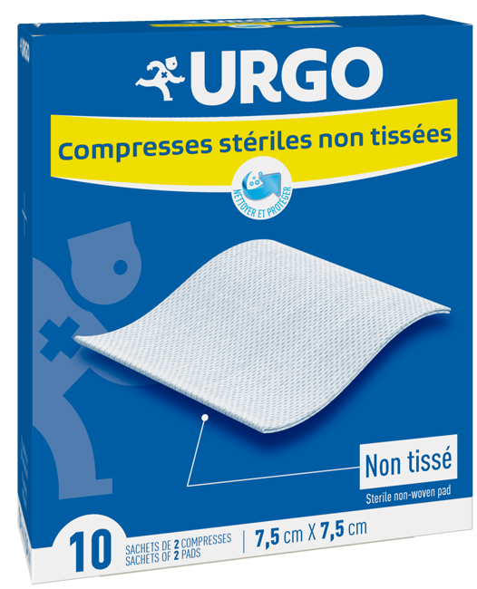 COMPRESSA DI GARZA IN COTONE STERILE URGO 7,5 X 7,5 CM 10 PEZZI - Pharmaleader