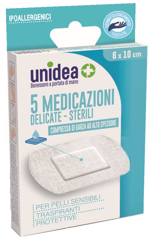 CEROTTO DI MEDICAZIONE CLASSICO STERILE UNIDEA CON SUPPORTO TNT 6X10 CM 5 PEZZI - Pharmaleader