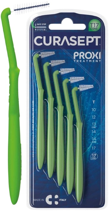 SCOVOLINO CURASEPT PROXI ANGLE MISURA T17 CONICO ISO 5 VERDE DIAMETRO 1,7 MM 5 PEZZI - Pharmaleader