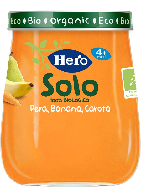 HERO BABY OMOGENEIZZATO PERA BANANA CAROTA 100% BIO 120 G - Pharmaleader
