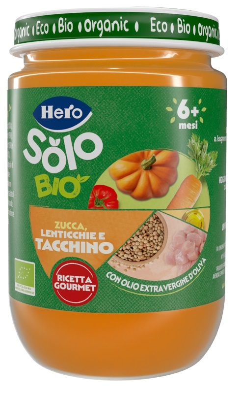 HERO SOLO OMOGENEIZZATO ZUCCHINE LENTICCHIE TACCHINO 100% BIO 190G - Pharmaleader