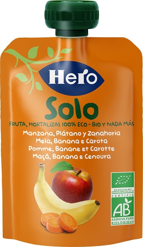 HERO SOLO FRUTTA FRULLATA 100% BIO MELA BANANA CAROTA 100 G - Pharmaleader