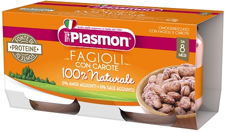 PLASMON OMOGENEIZZATO FAGIOLI BORLOTTI E CAROTE 2X80 G - Pharmaleader