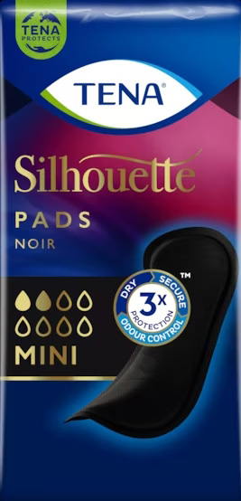 ASSORBENTE NERO INCONTINENZA LEGGERA TENA SILHOUETTE NOIR MINI 18 PEZZI - Pharmaleader