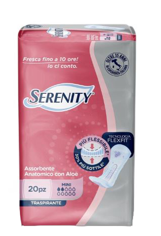 SERENITY ASSORBENTE ANATOMICO CON ALOE FLEXIT MINI 20 PEZZI - Pharmaleader