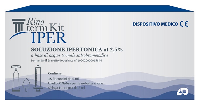 RINOTERM KIT IPER 15 FLACONCINI DA 5 ML + UGELLO RINUBES PER NEBULIZZAZIONE + SIRINGA LUER LOCK DA 5 ML - Pharmaleader
