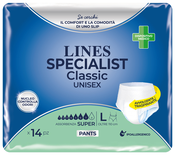 PANNOLONE A MUTANDA LINES SPECIALIST CLASSIC PANTS SUPER L 14 PEZZI - Pharmaleader